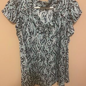 Lane Bryant Black and White Paisley Blouse